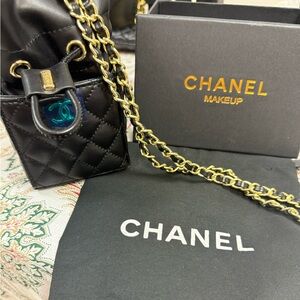 Black Vegan Leather Chanel VIP/Novelty Crossbody